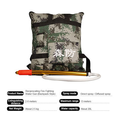 Reciprocating Water Mist Fire Extinguisher Backpack Type 2.5kg Lightweight Dual-Nozzle Direct/Scattered Spray for Wildfire