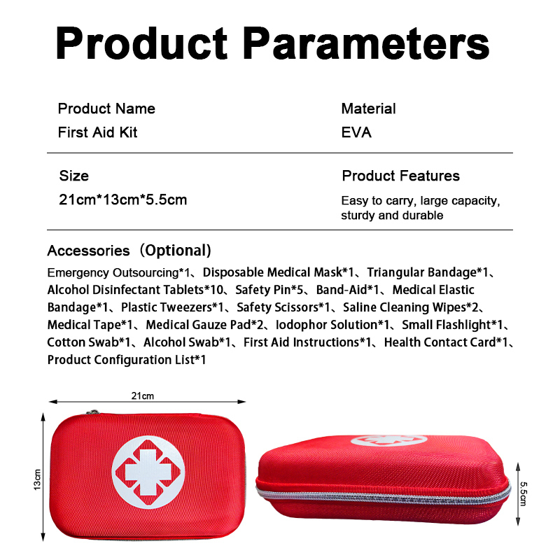 Customizable Red EVA Oxford Fabric Family-Sized Emergency First Aid Kit