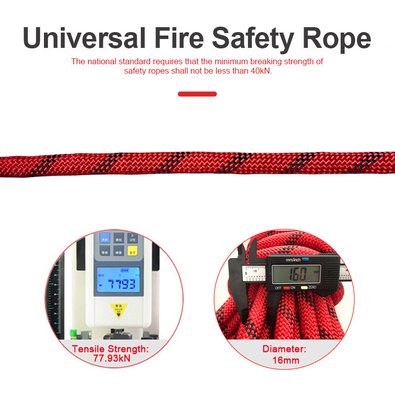 Safety Rope For Fire-Fighting. Rescue Rope For High-Altitude Work. 16mm In Diameter. Polyester Material. Anti-Wear.