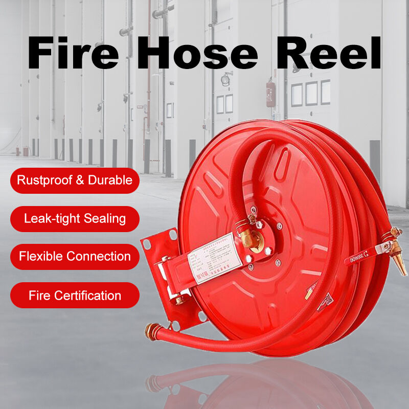 Inner Diameter 19mm Length 25 Meters fire hose reel Bursting Pressure Of 2.4 Megapascals 445mm Thick Pure PVC Reel Surface.