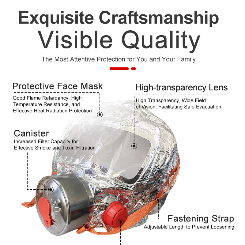 Children'S Filter Self Rescue Full Face Respirator Mask Adjustable Strap 30 Minute Protection Against CO, Smoke & Toxic Gases