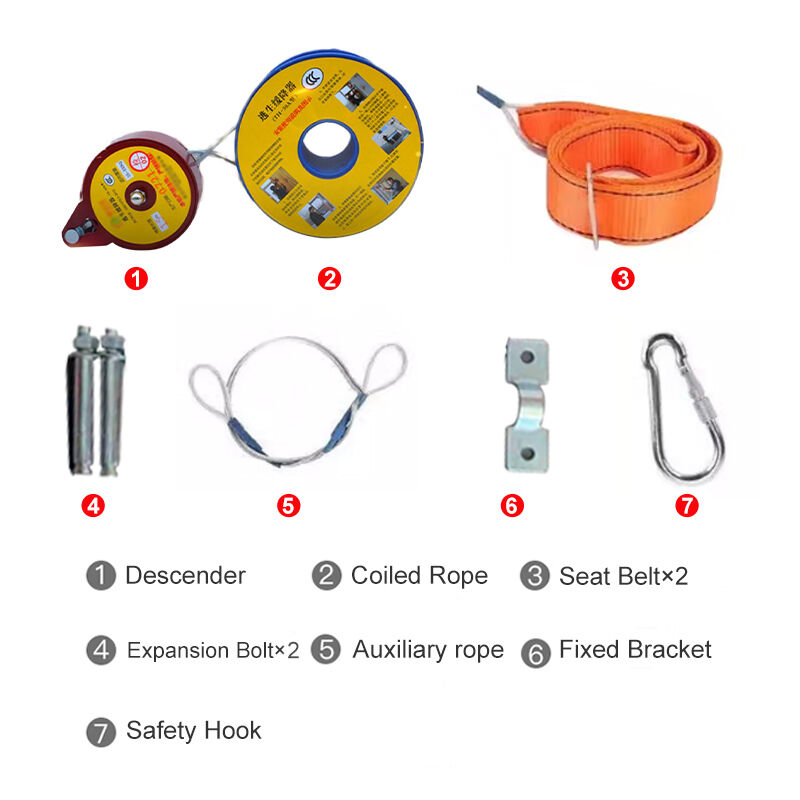Reciprocating High-Rise Escape Descent Device TH-30A 15m Rope 1000kg Breaking Force Safety Harness Kit for Fire Emergency Evacuation